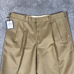 Dockers Tailored Dress Pants Mens 38x29 Beige Chino Pleated Classic Fit Khaki